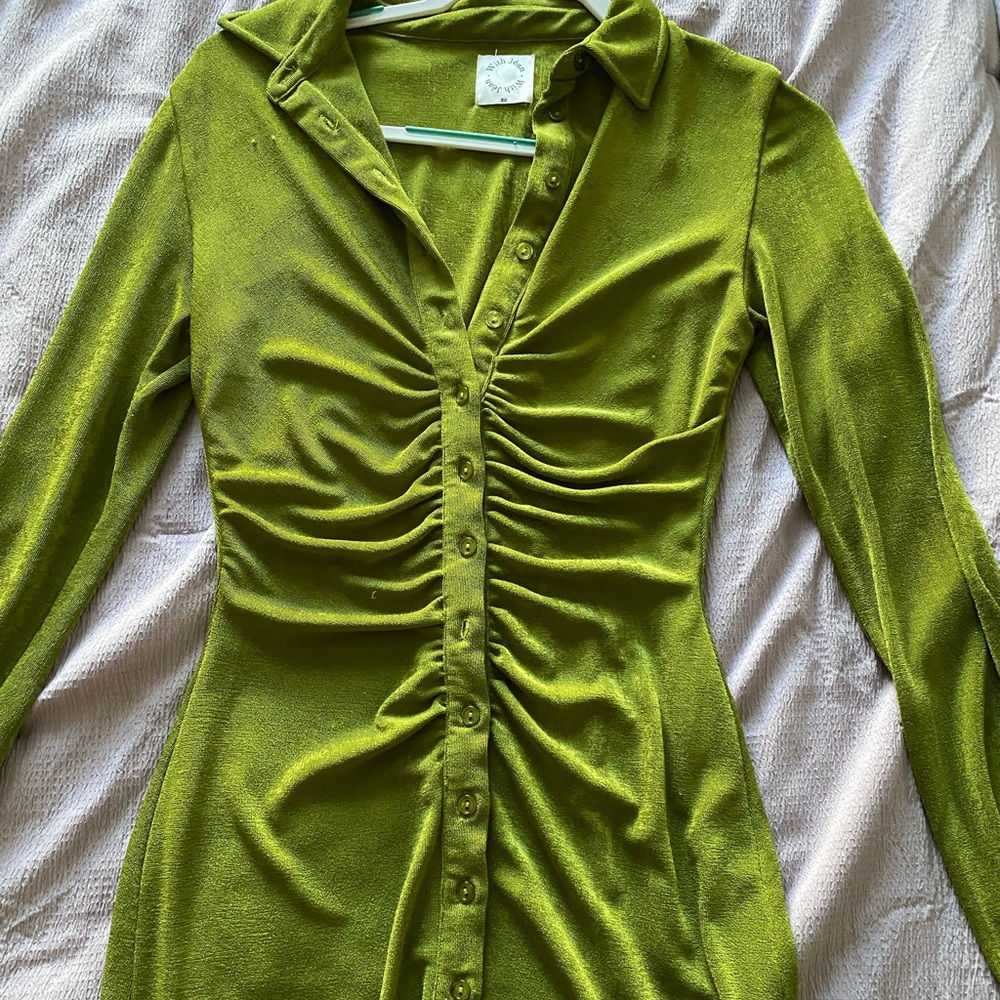 With Jean green dress